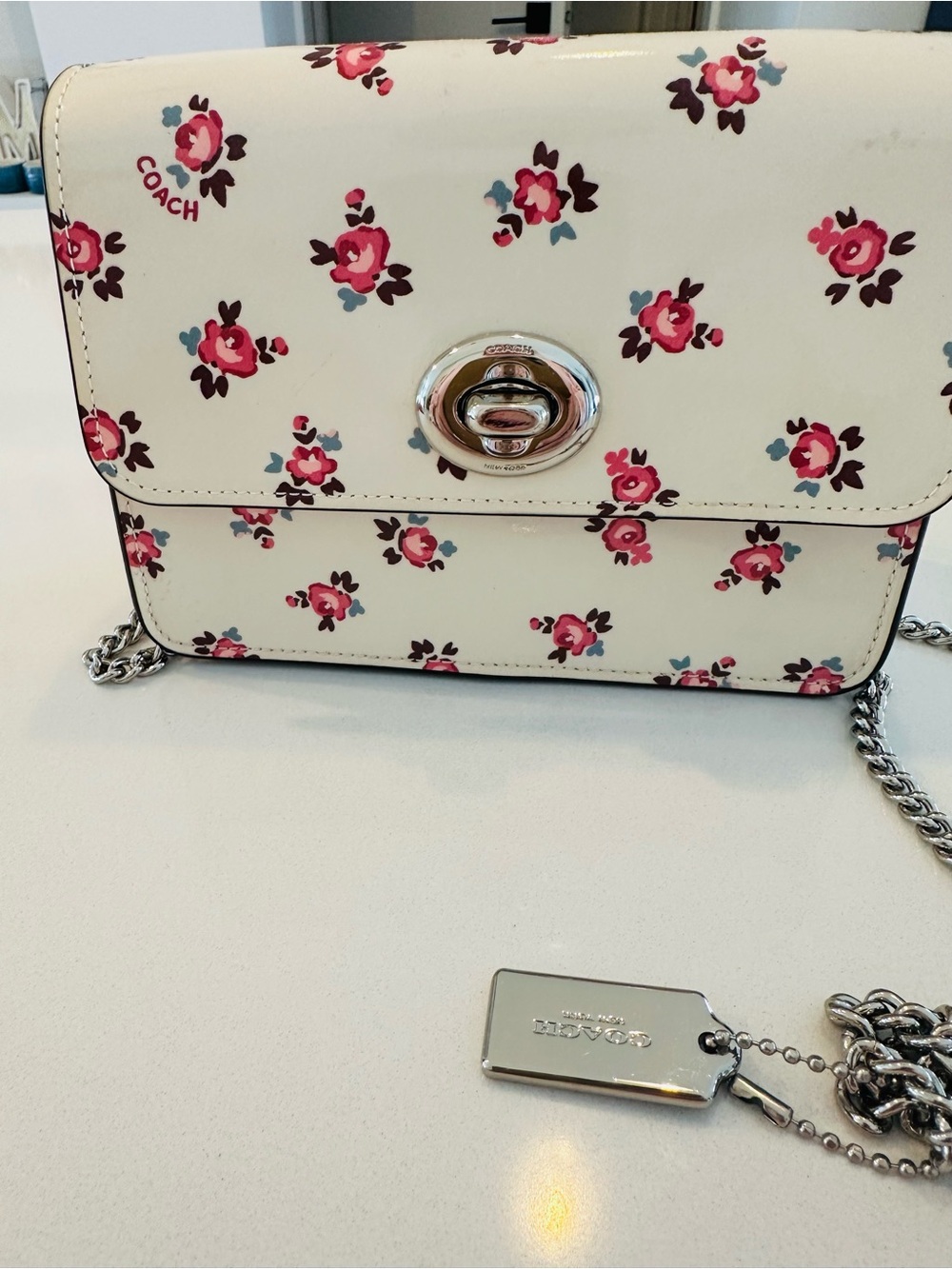 COACH Cream Floral Turn lock Crossbody NWOT